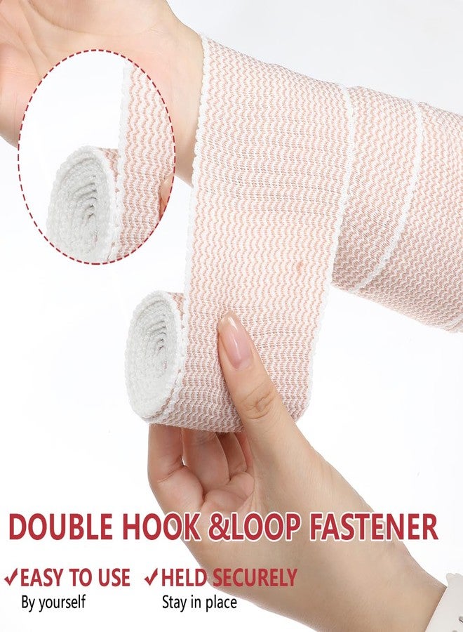 LINXIU 6 Pack 3 Inch Elastic Bandage Wrap with Self-Closure Compression Wrap Bandages for Arms and Elbows, Red Trim - Image 3